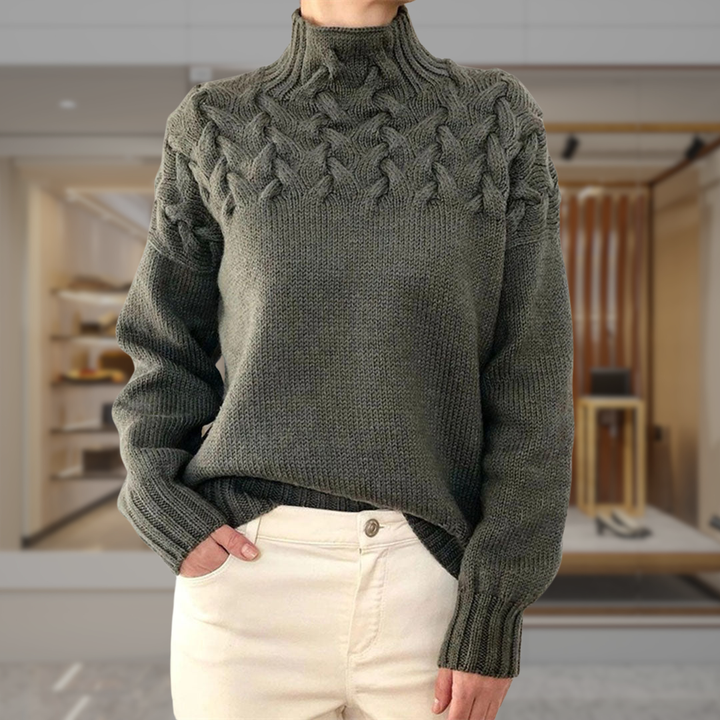 Women’s Cable Knit Turtleneck Sweater | Keyla