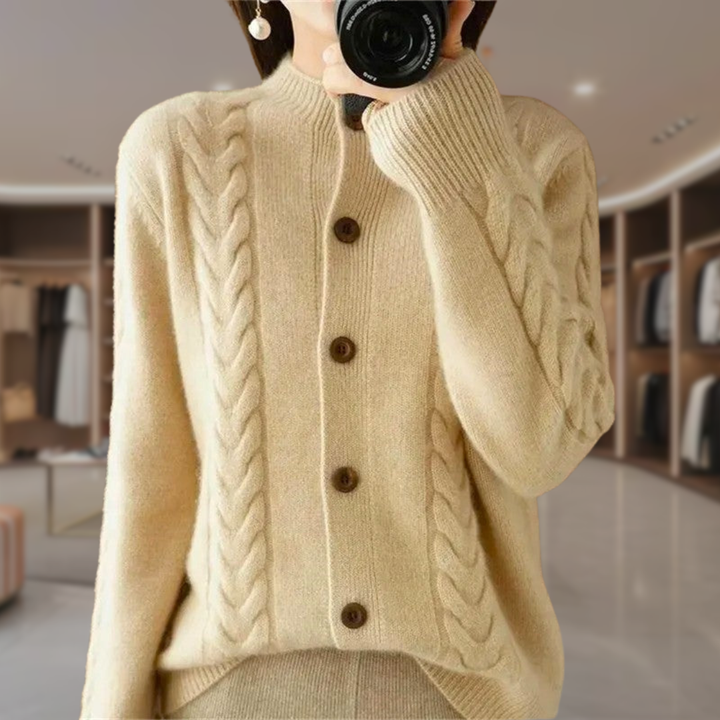 Women’s Cable Knit Button Up Cardigan | Hallie