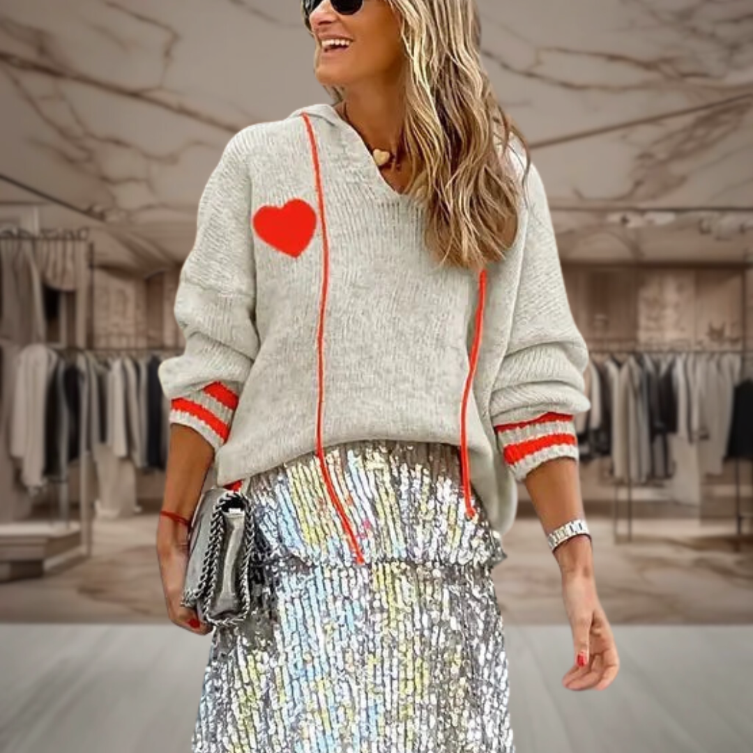 Women's Cute Oversized V Neck Sweater | Sophia