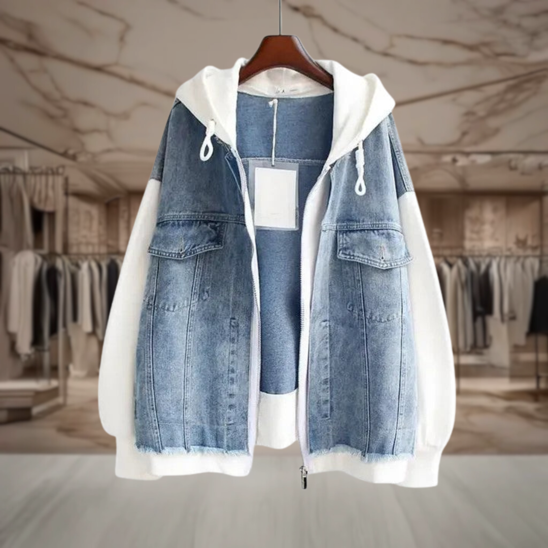 Women's Hooded Denim Jacket Fleece Sleeves | Hailie