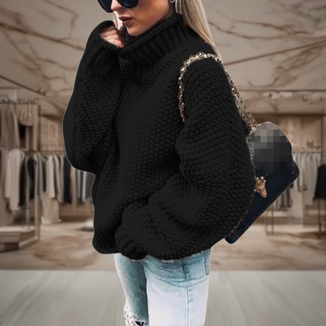 Women’s Chunky Knit Turtleneck Oversized Sweater | Miya