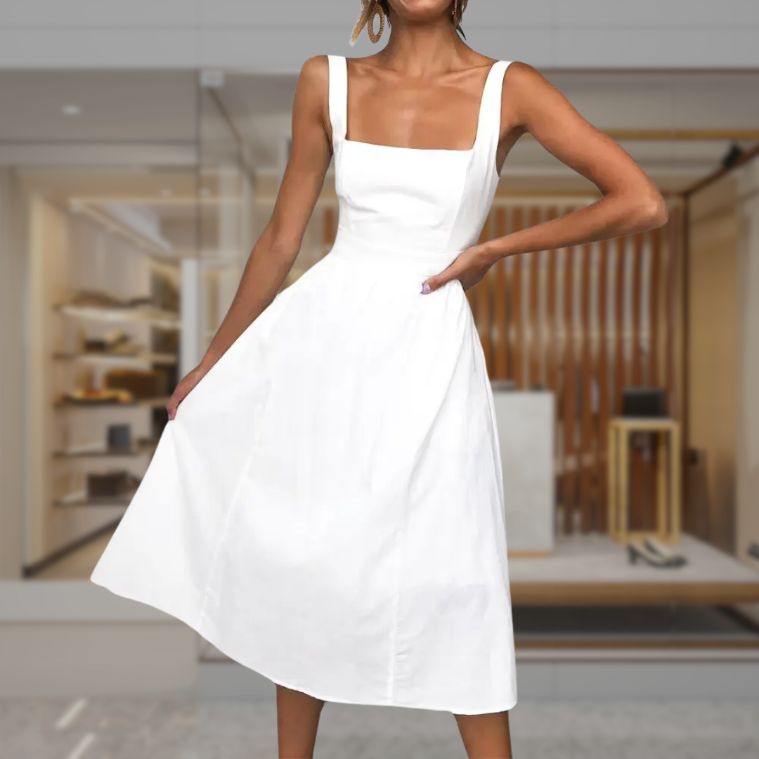 Women's A Line Square Neck Midi Dress | Morgan