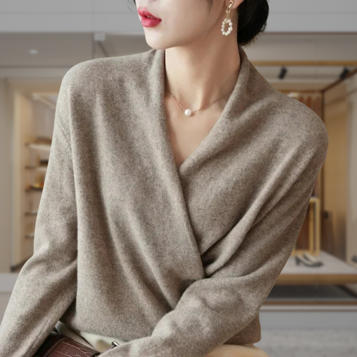 Women’s Wrap V Neck Pullover Sweater | Alice