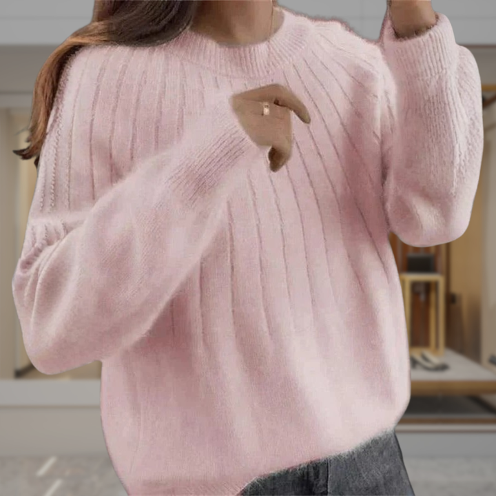 Women's Oversized Crewneck Knit Sweater | Lizeth