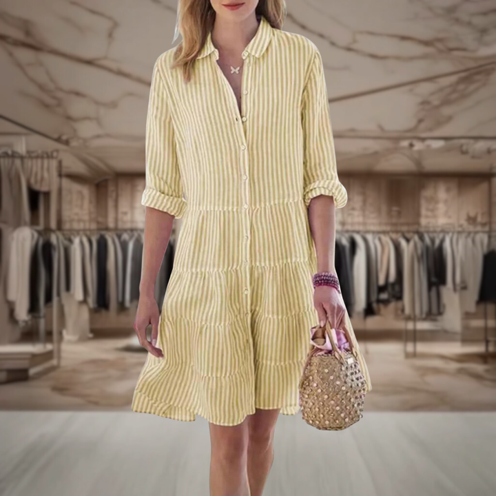 Women’s Striped Tiered Shirt Dress | Tiana