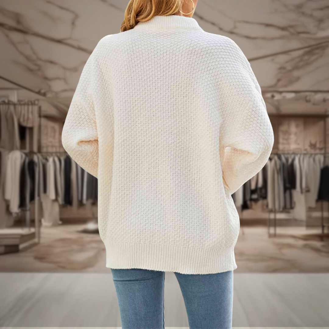Women’s Cable Knit Mock Neck Pullover Sweater | Elise