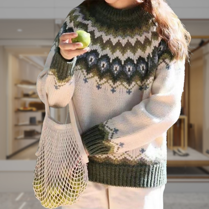 Women's Oversized Fair Isle Turtleneck Sweater | Tamia