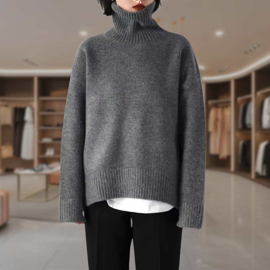 Women's Oversized Cropped Turtleneck Sweater | Kimora