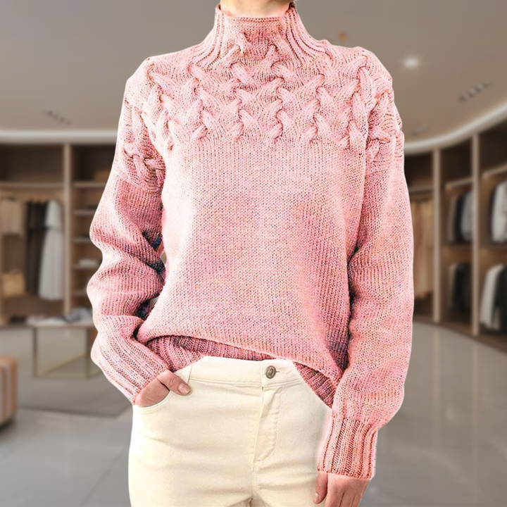 Women’s Cable Knit Turtleneck Sweater | Keyla