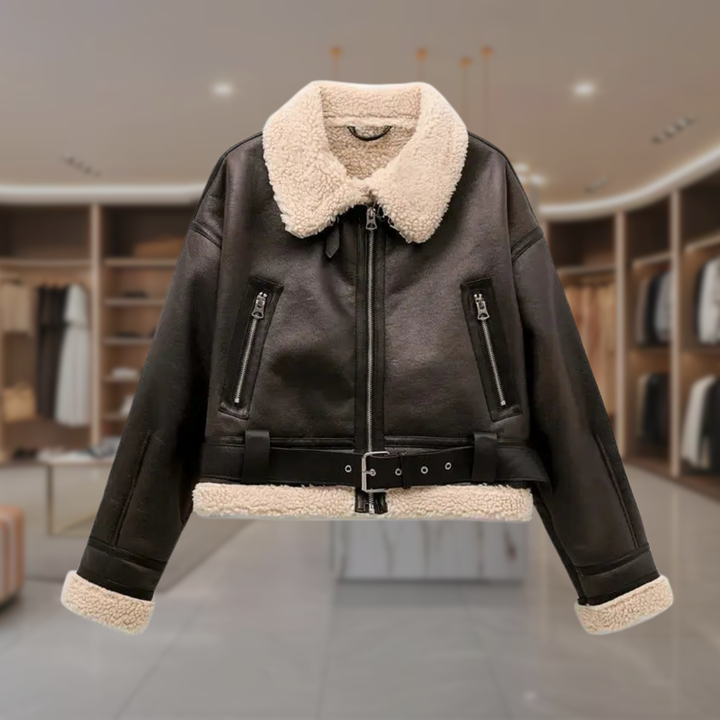 Women's Oversized Shearling Moto Jacket | Elsie