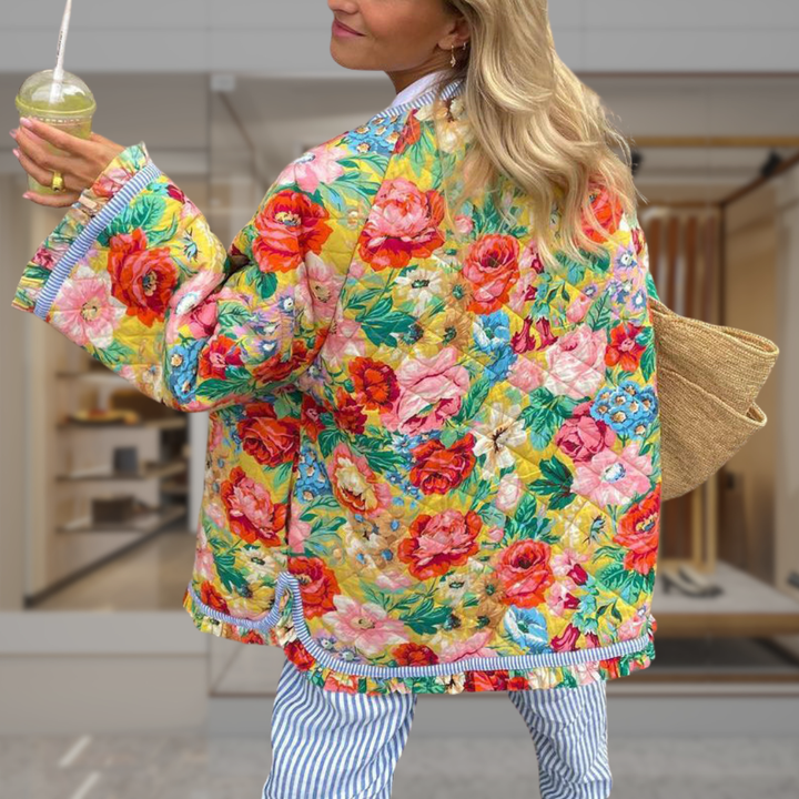 Women's Geometric Quilted Bomber Jacket | Phoebe