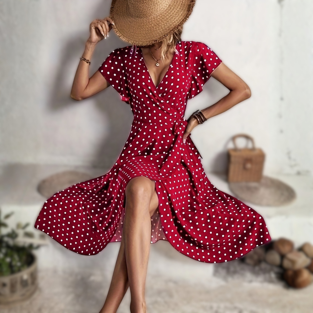 Women’s Polka Dot Wrap Midi Dress | Hailee