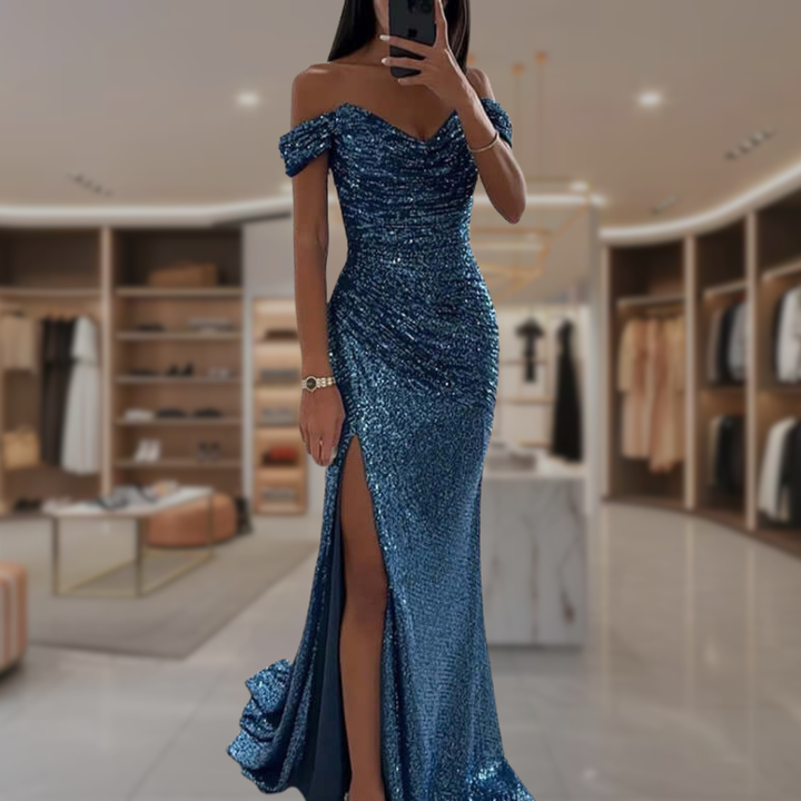 Women’s Sequin Off the Shoulder Maxi Dress | Ella