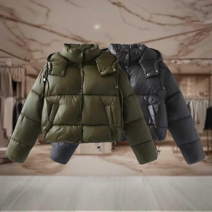 Women’s Cropped Puffer Jacket Insulated Winter Coat | Elle