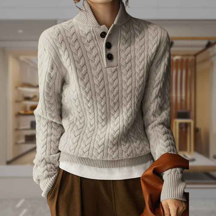 Women's Cable Knit Mock Neck Sweater | Aspen