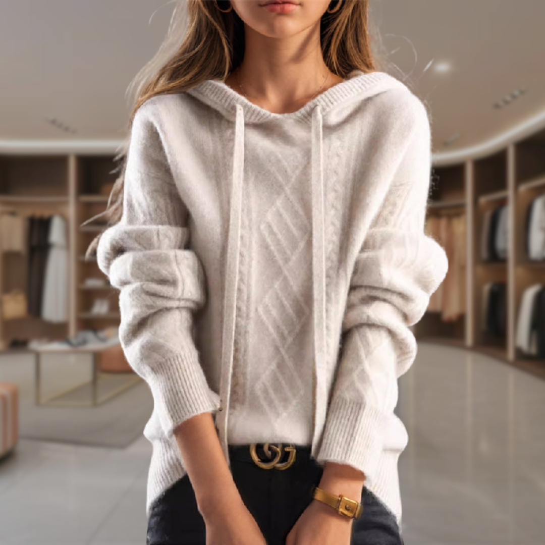 Women's Cable Knit Sweater Hoodie | Lucia