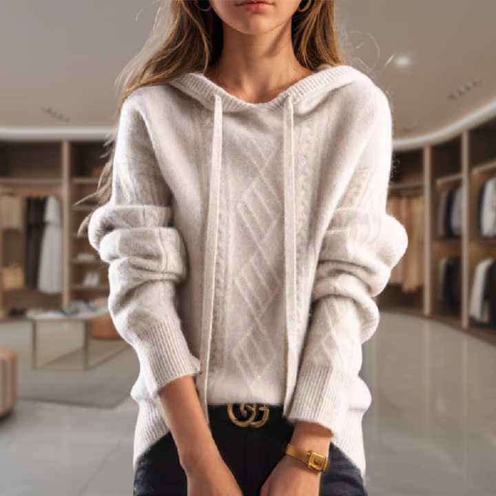 Women's Cable Knit Sweater Hoodie | Lucia