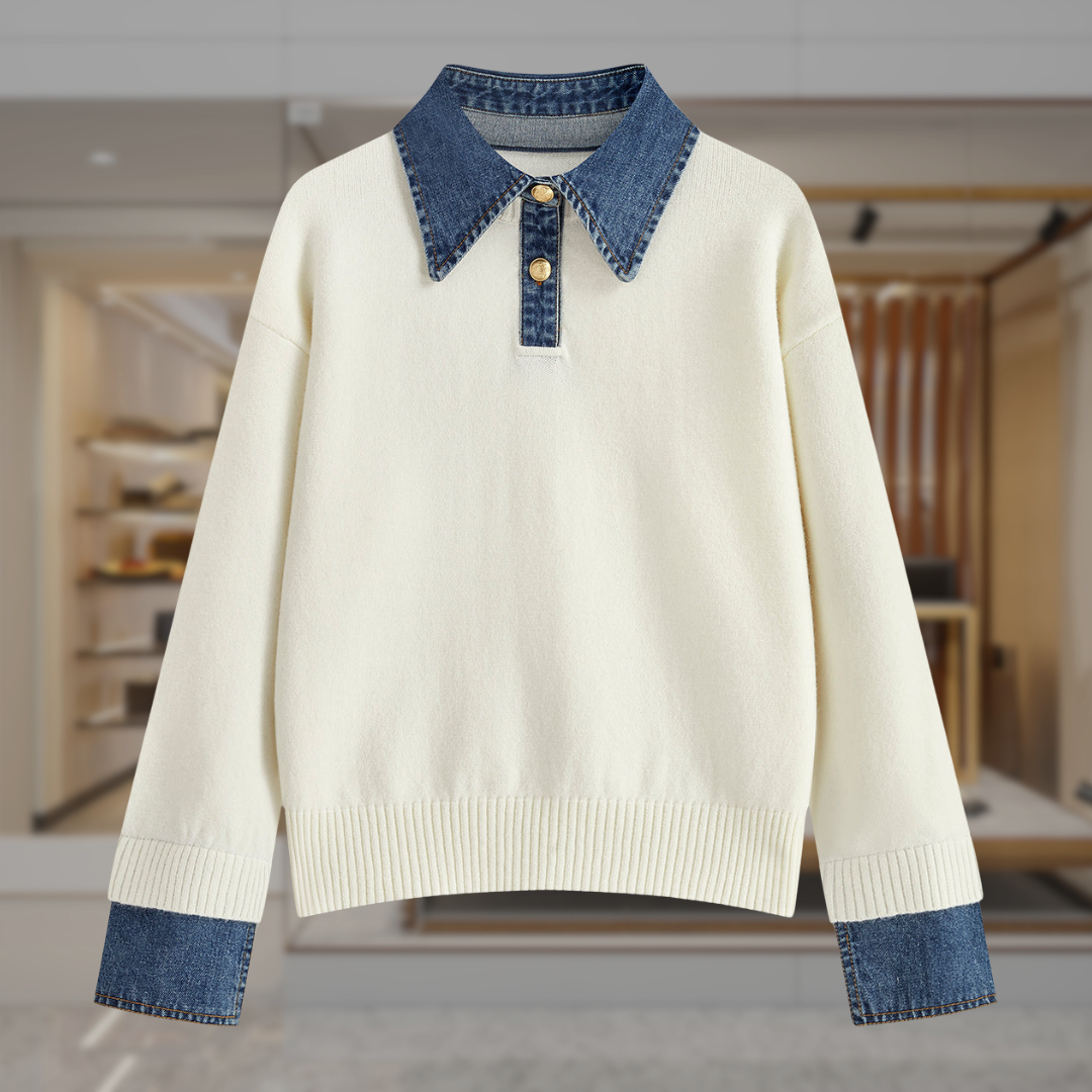 Women's Cotton Crewneck Knit Sweater | Riley