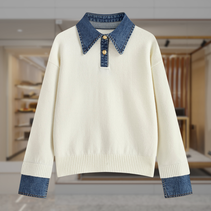 Women's Cotton Crewneck Knit Sweater | Riley