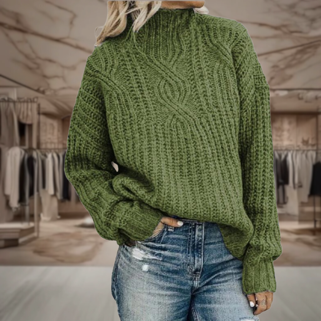 Women’s Cable Knit Mock Neck Sweater | Raina