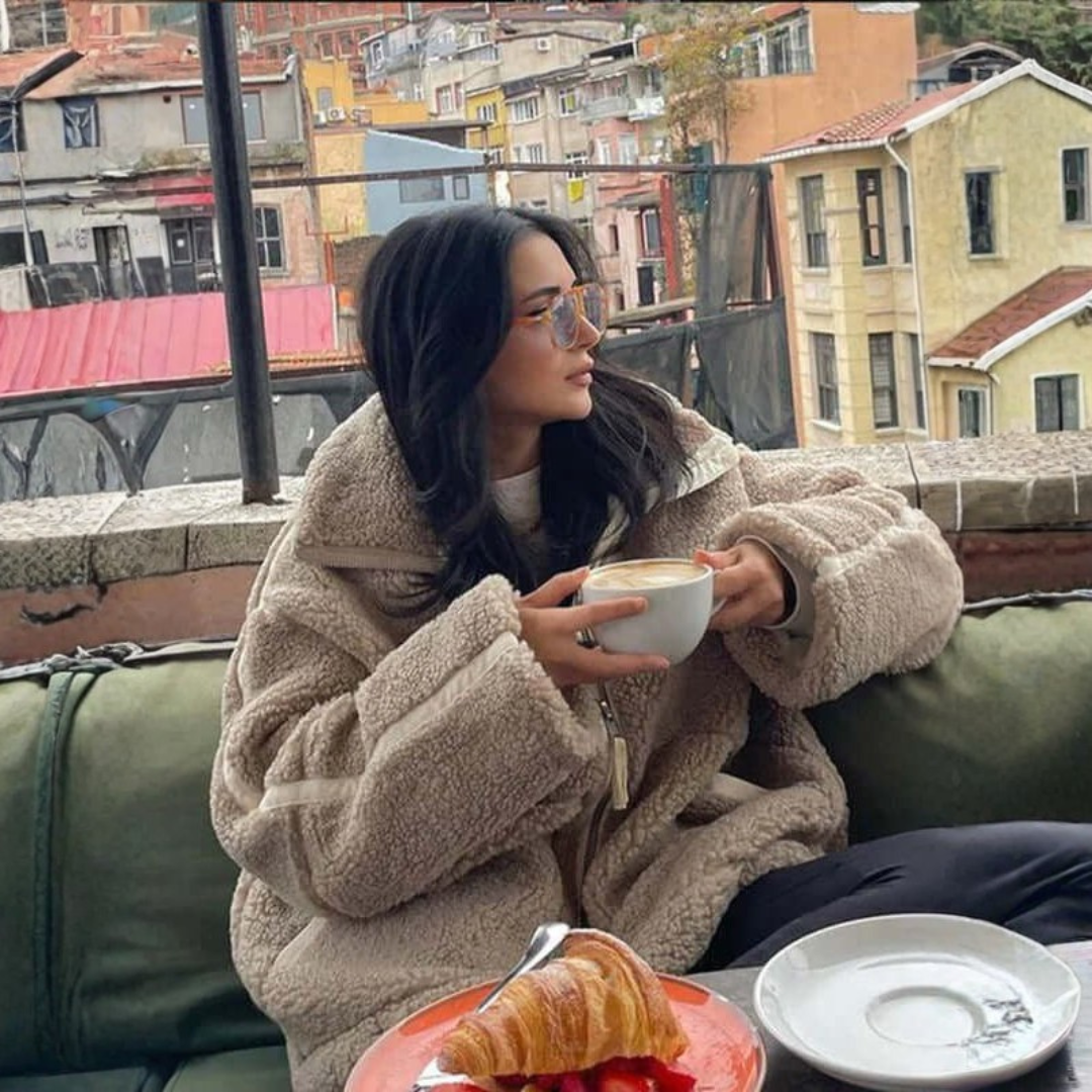 Women’s Oversized Sherpa Jacket Cozy Zip Up | Andrea