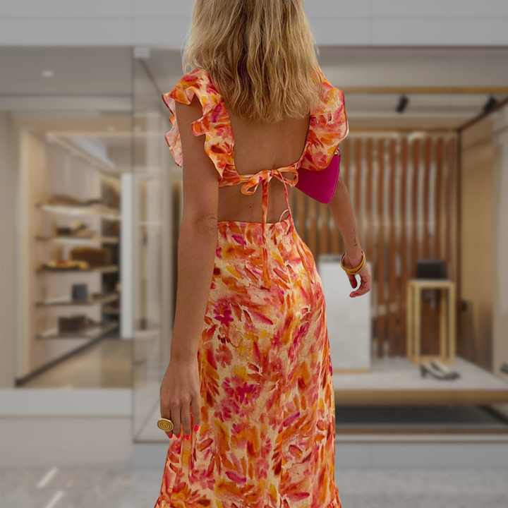 Women’s Ruffled Cut Out Floral Maxi Dress | Kiara