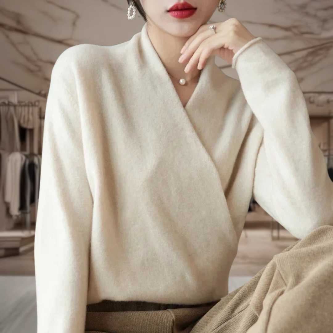 Women’s Wrap V Neck Pullover Sweater | Alice