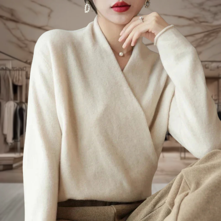 Women’s Wrap V Neck Pullover Sweater | Alice