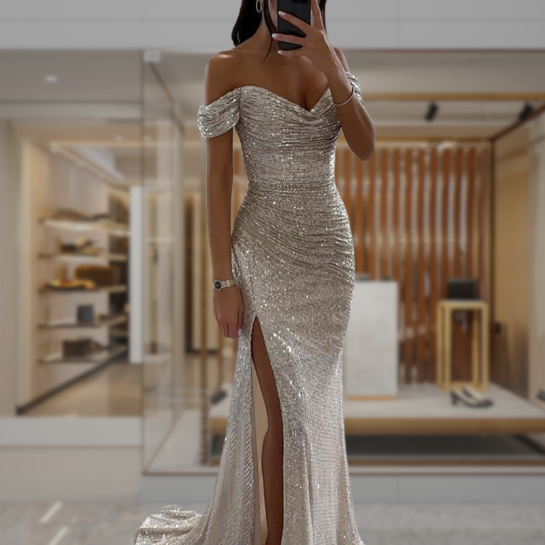 Women’s Sequin Off the Shoulder Maxi Dress | Ella