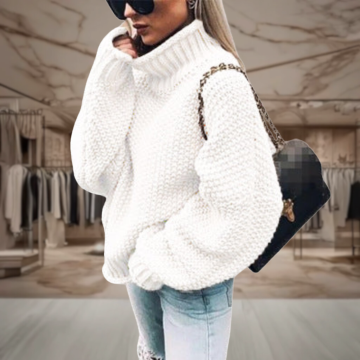 Women’s Chunky Knit Turtleneck Oversized Sweater | Miya