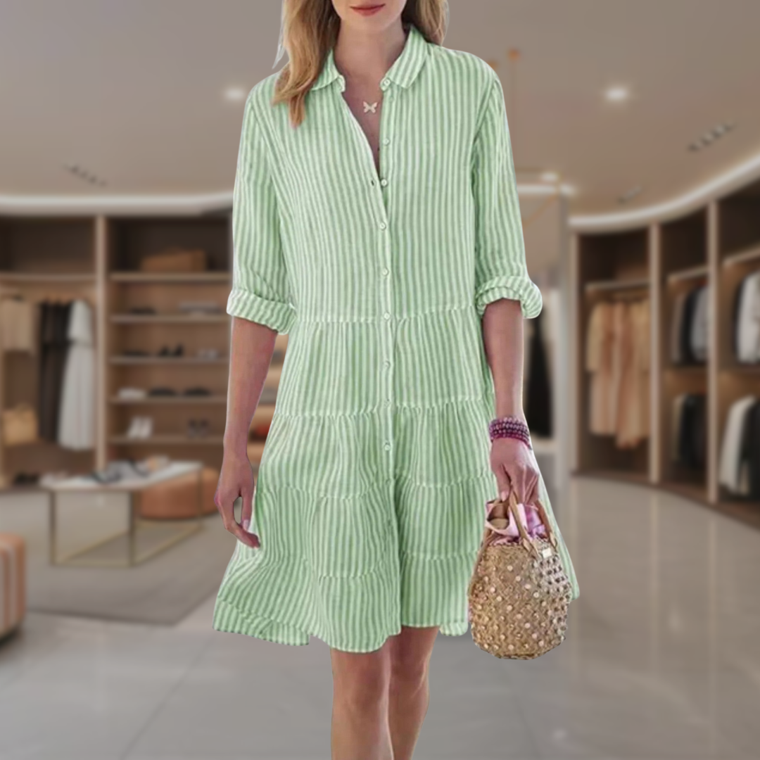 Women’s Striped Tiered Shirt Dress | Tiana