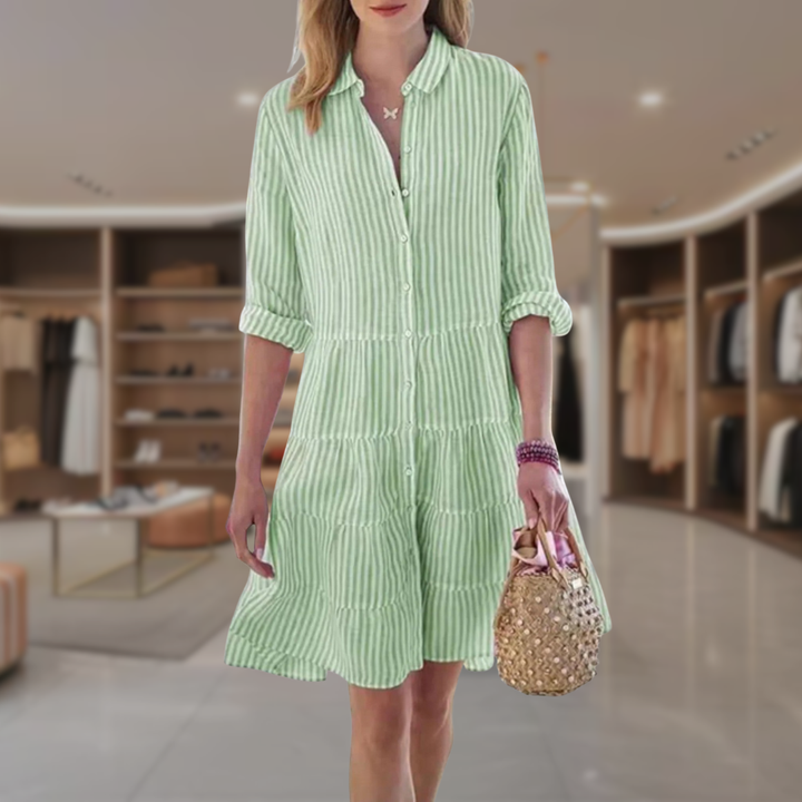 Women’s Striped Tiered Shirt Dress | Tiana