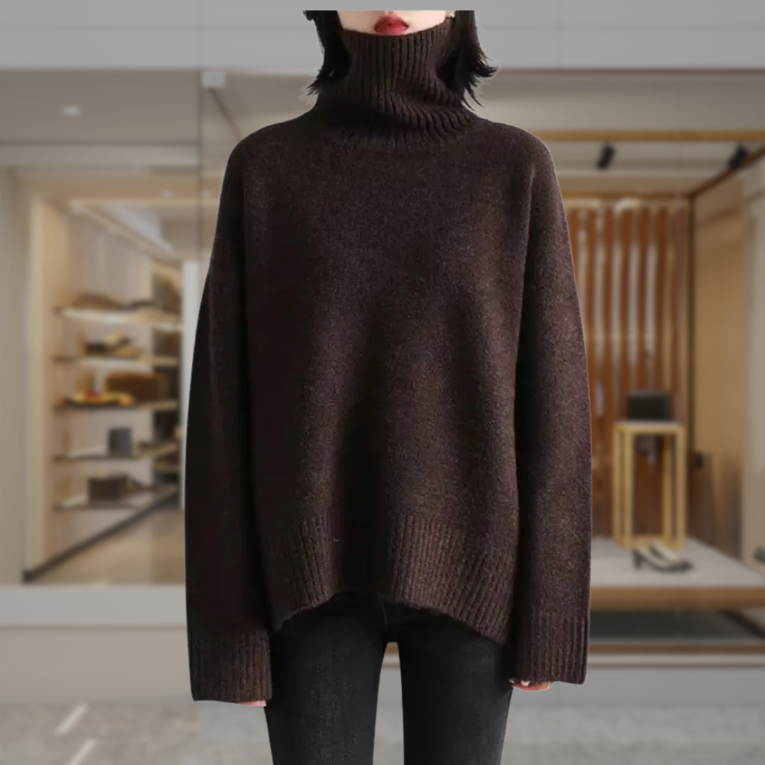 Women's Oversized Cropped Turtleneck Sweater | Kimora