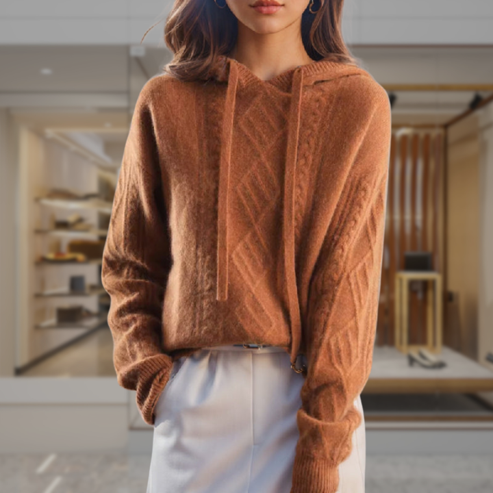 Women's Cable Knit Sweater Hoodie | Lucia