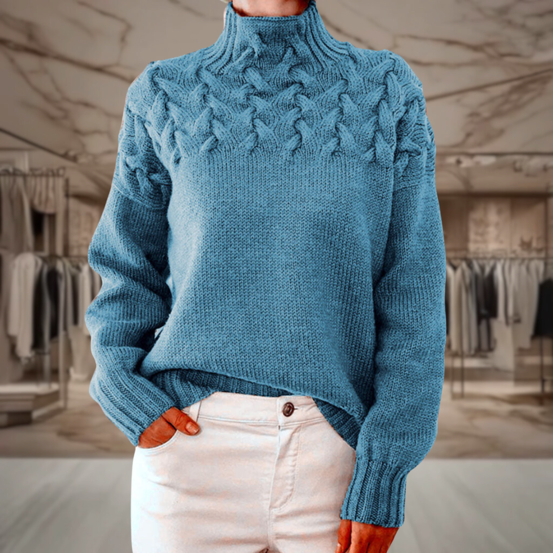 Women’s Cable Knit Turtleneck Sweater | Keyla