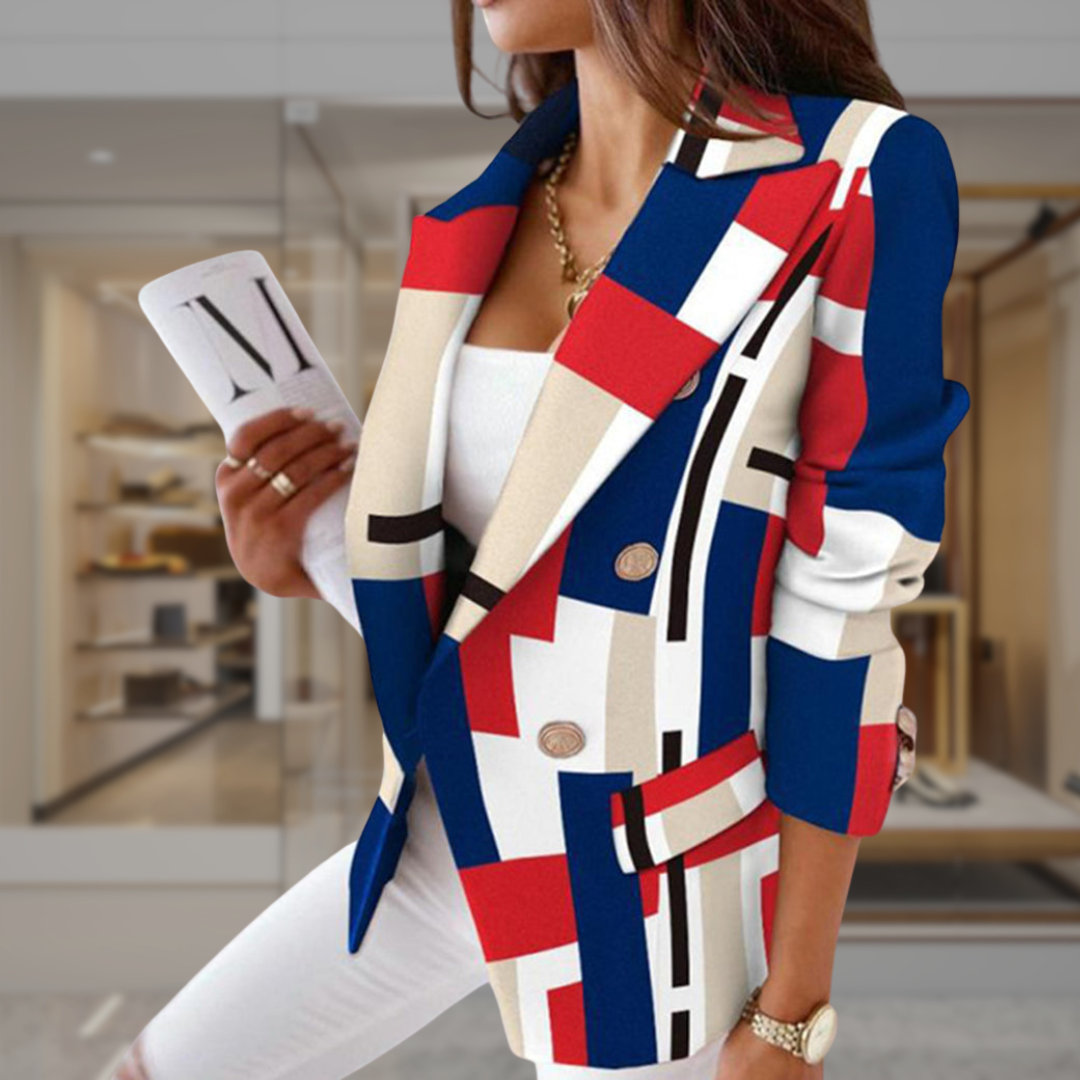 Women’s Double Breasted Checkered Suit Jacket | Lilia