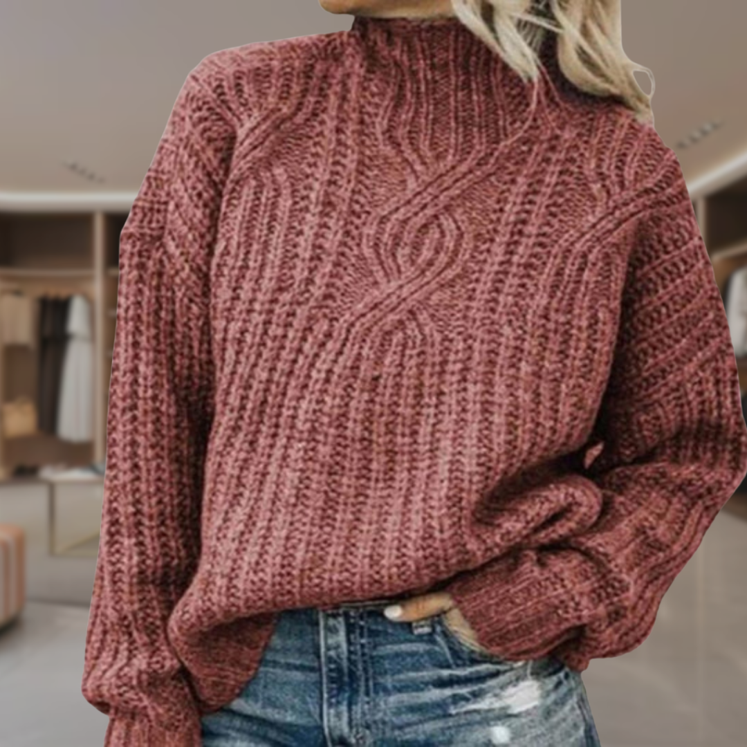 Women’s Cable Knit Mock Neck Sweater | Raina