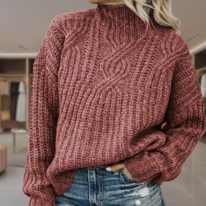Women’s Cable Knit Mock Neck Sweater | Raina