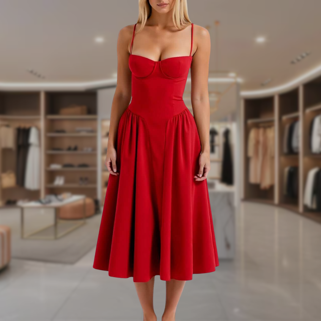 Women’s Fit and Flare Midi Dress | Stacy