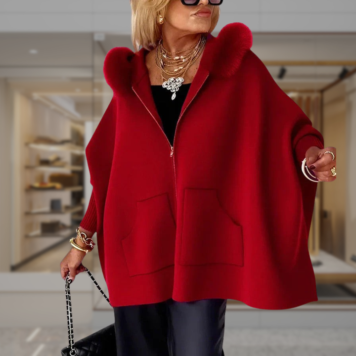 Women's Faux Fur Hooded Wool Coat | Hana