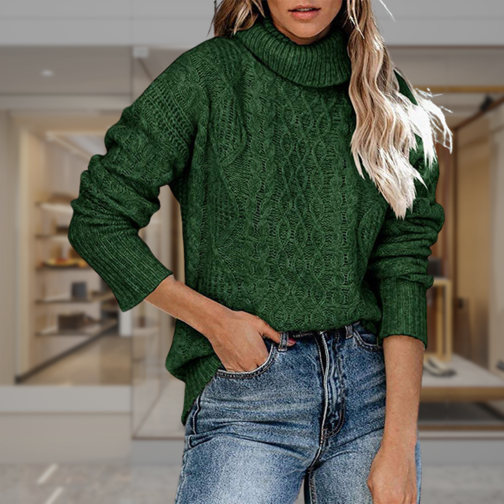 Women's Oversized Cable Knit Turtleneck Sweater | Aniya