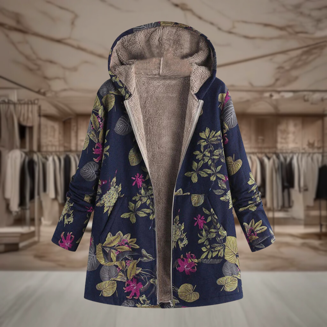 Women’s Floral Hooded Wool Overcoat | Kathy