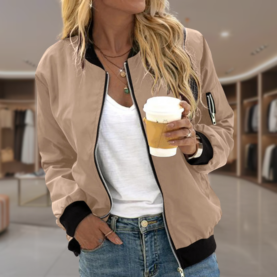 Women’s Zip Front Classic Bomber Jacket | Carla