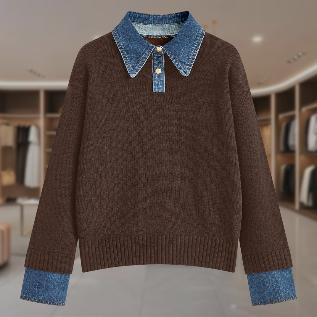 Women's Cotton Crewneck Knit Sweater | Riley