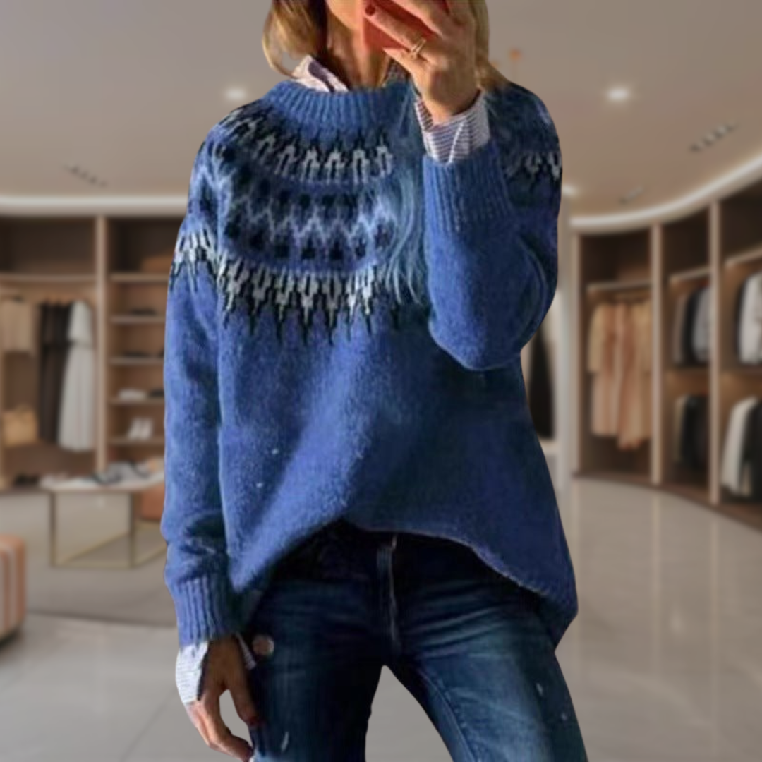 Women's Oversized Fair Isle Turtleneck Sweater | Tamia