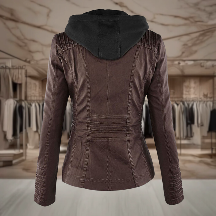 Women’s Hooded Leather Biker Jacket | Siena