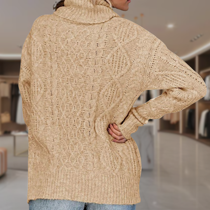 Women's Oversized Cable Knit Turtleneck Sweater | Aniya