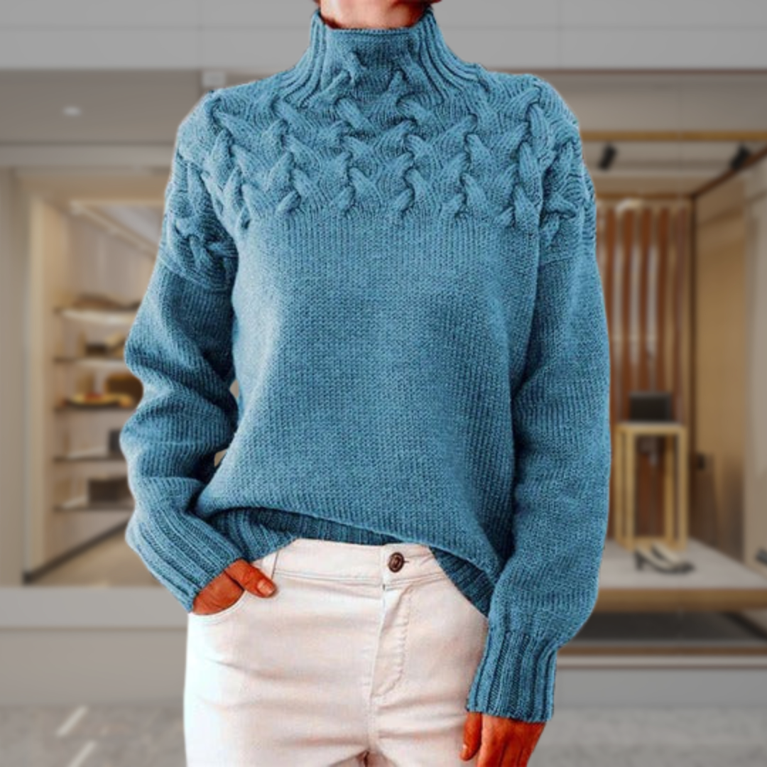 Women's Cable Knit Turtleneck Sweater | Mira