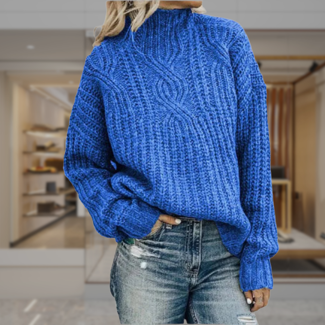 Women’s Cable Knit Mock Neck Sweater | Raina