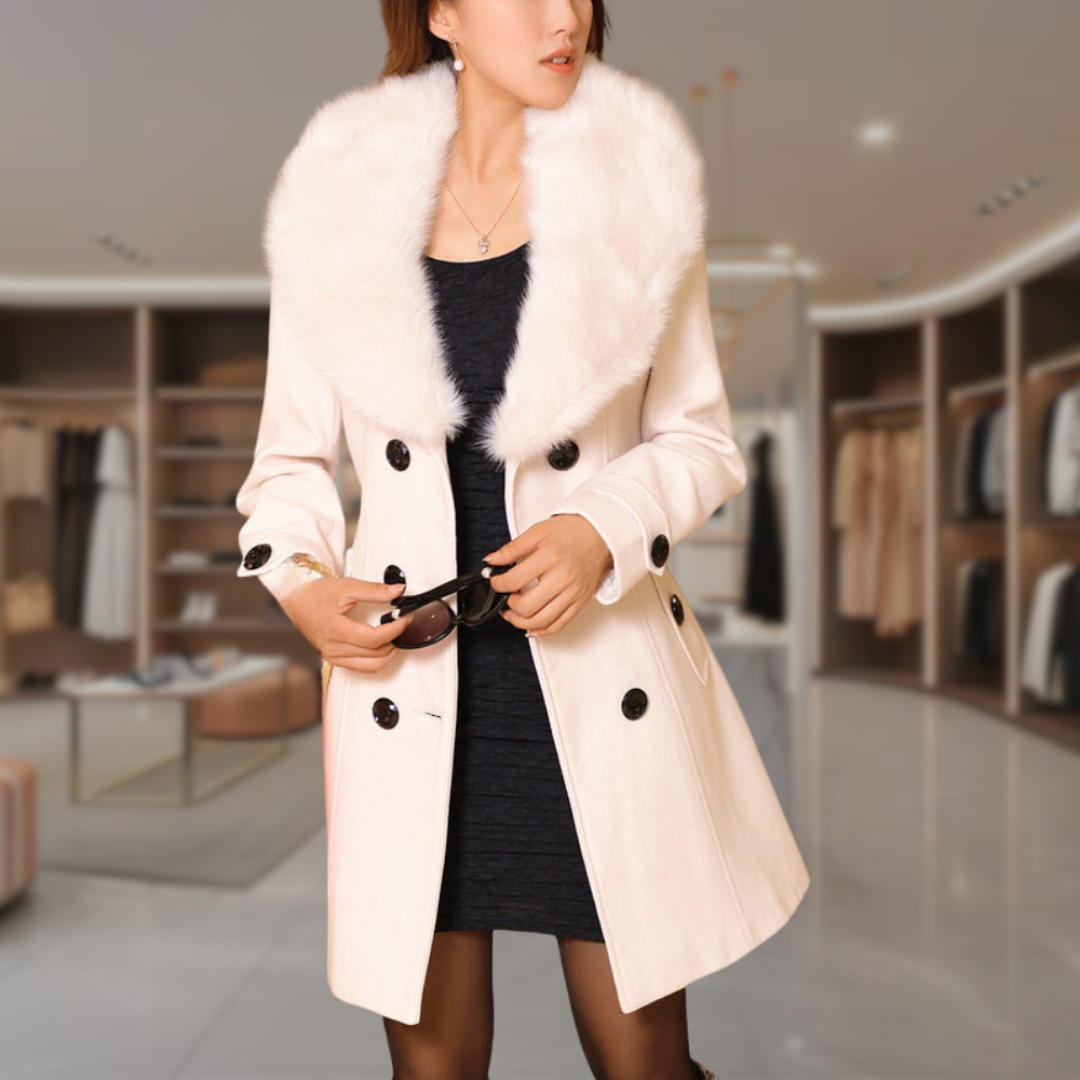 Women’s Faux Fur Double Breasted Coat | Aubrie